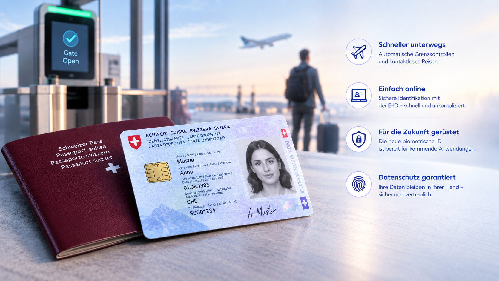 Biometrische ID Schweiz mit integriertem RFID Chip